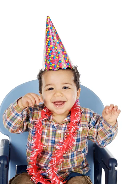 Menino adorável comemorando seu aniversário — Fotografia de Stock