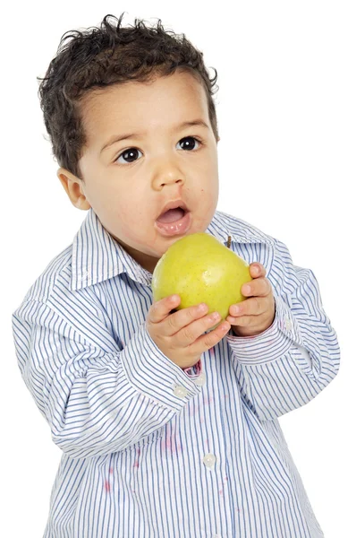 Adorable bébé mangeant une pomme — Photo