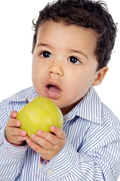 小宝宝吃一个苹果 — 图库照片