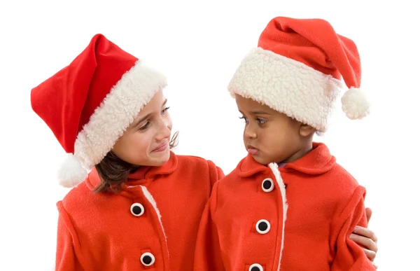 搞笑两个女孩在圣诞 — 图库照片