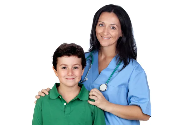 Adorable child with a pediatrician woman — Stock Photo, Image