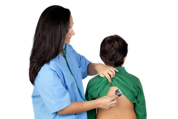 Pediatrician woman making a checkup for child — Stock Photo, Image