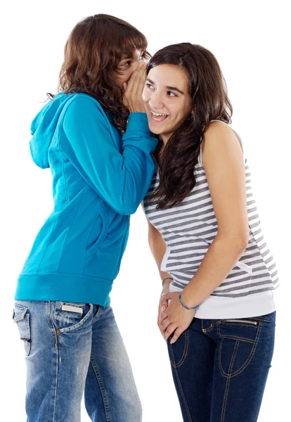 Adolescentes meninas sussurrando um segredo — Fotografia de Stock