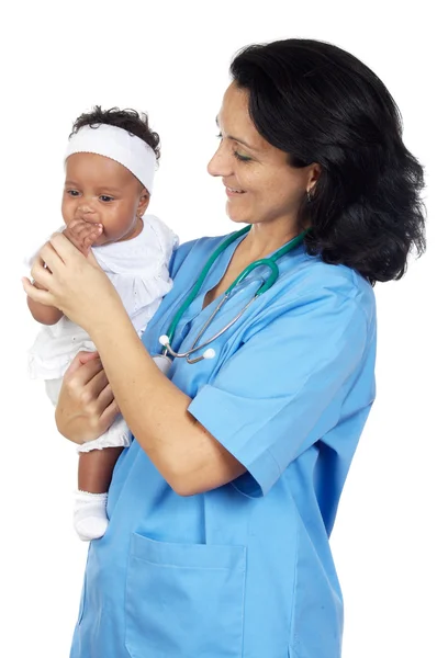 Enfermera sosteniendo bebé — Foto de Stock