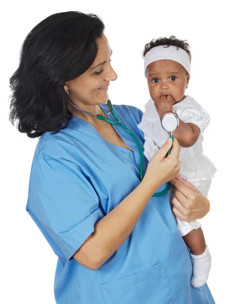 Sjuksköterska anläggning baby — Stockfoto