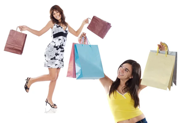 Twee winkelen jonge meisjes — Stockfoto