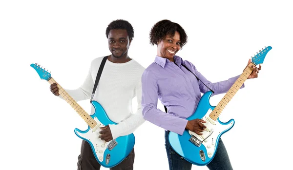 Couple with electrical guitar — Stock Photo, Image