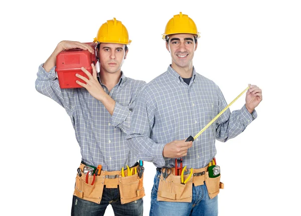 Dois trabalhadores da construção — Fotografia de Stock