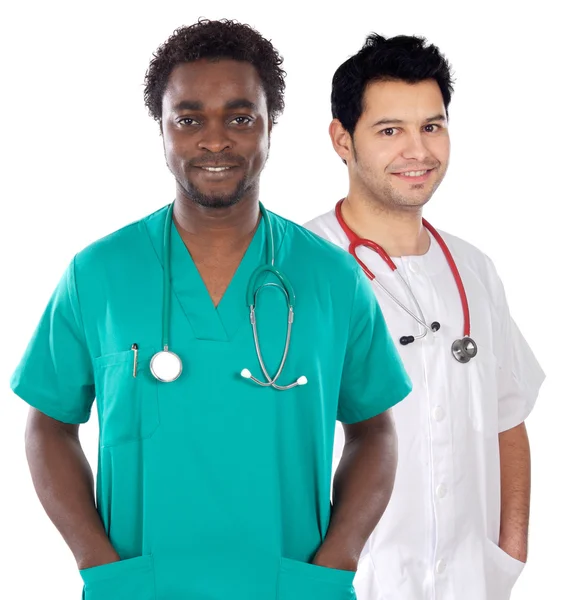 Médicos africanos e caucasianos — Fotografia de Stock