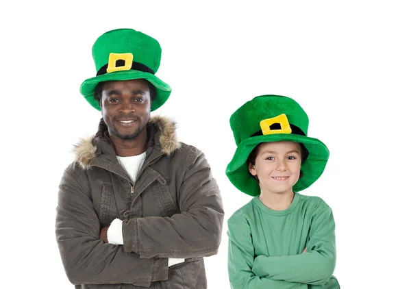 Child and man whit hat of Saint Patrick's — Stock Photo, Image