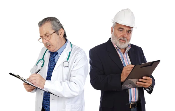 Veteran workers with clipboard — Stock Photo, Image