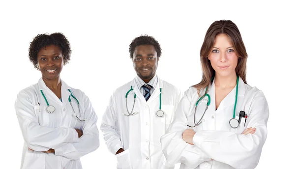 Medicinska team av tre läkare — Stockfoto