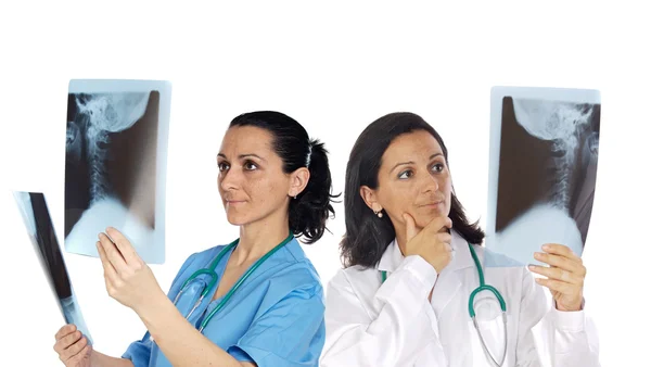 Two woman doctor with radiography — Stock Photo, Image