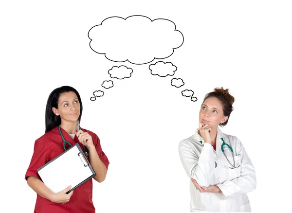 Two health workers thoughtful — Stock Photo, Image
