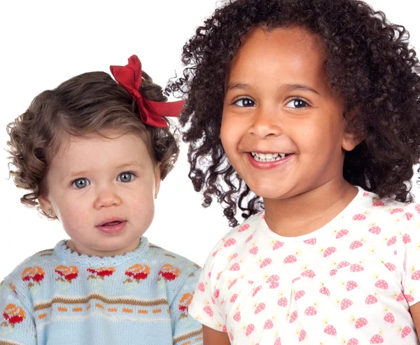 Two beautiful baby girls of different races — Stock Photo, Image