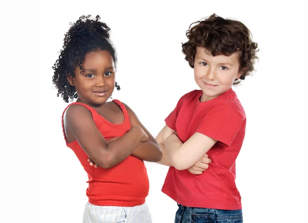 Dos hermosos niños de diferentes razas — Foto de Stock