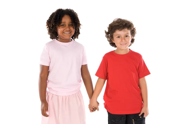 Dos niños guapos de diferentes razas — Foto de Stock