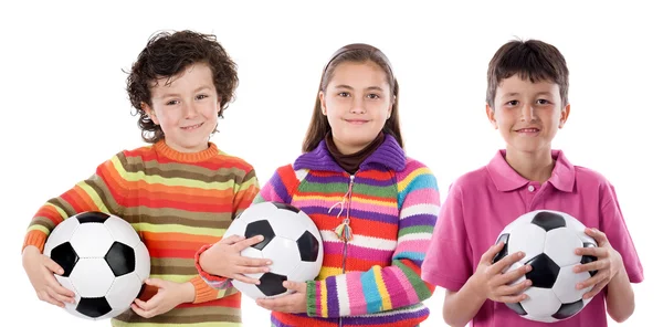 Niños con pelota de fútbol — Foto de Stock