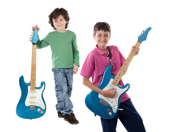 Två barn whit elgitarr — Stockfoto