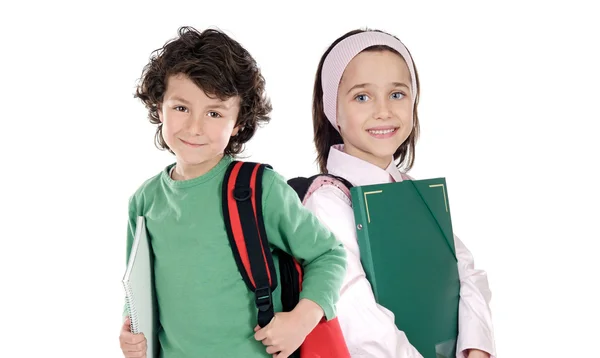 Двоє студентів повертаються до школи — стокове фото