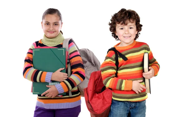 Två barn eleverna tillbaka till skolan — Stockfoto