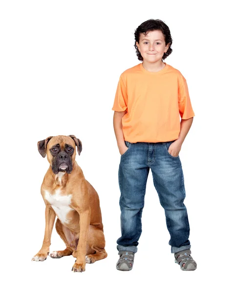 可爱男孩和他的狗 — 图库照片