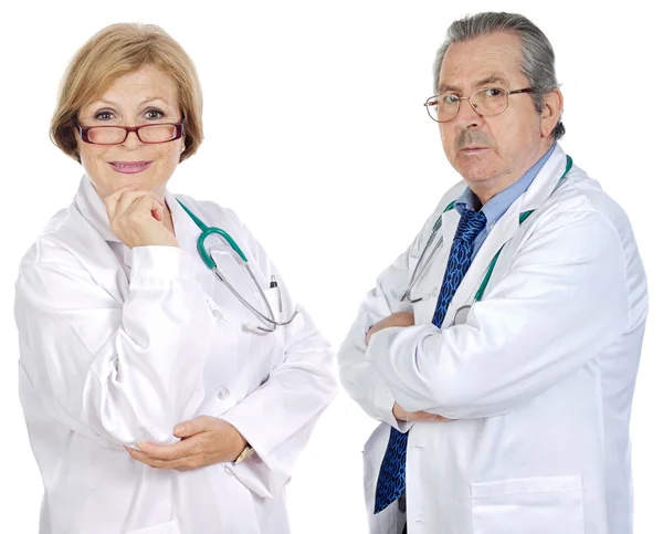 Couple of seniors doctors — Stock Photo, Image