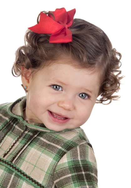 有趣的婴儿女孩用红色圈 — 图库照片