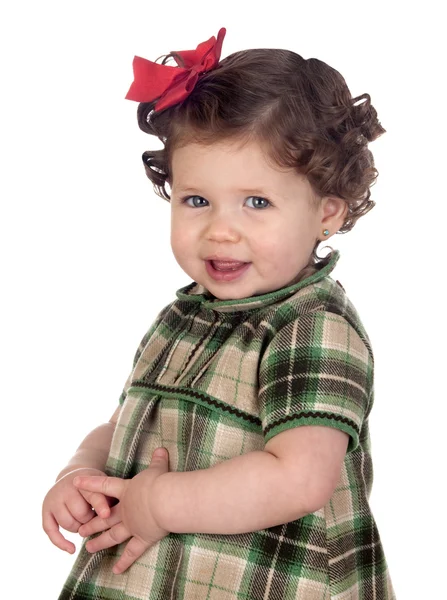 Komik bebek kız kırmızı döngü ile — Stok fotoğraf