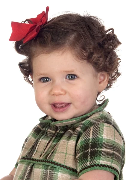 有趣的婴儿女孩用红色圈 — 图库照片