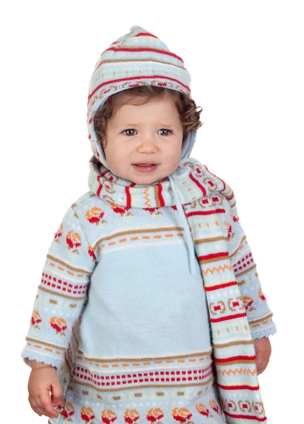 冬の服と面白い赤ちゃんの女の子 — ストック写真