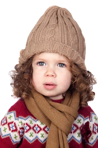 Bella bambina con berretto di lana — Foto Stock
