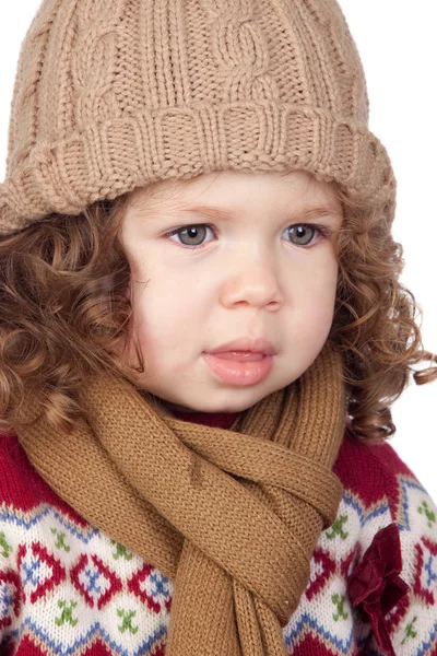Beautiful baby girl with wool cap — Stock Photo, Image