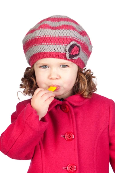 Uśmiechnięta dziewczynka z ciepła czapka — Zdjęcie stockowe