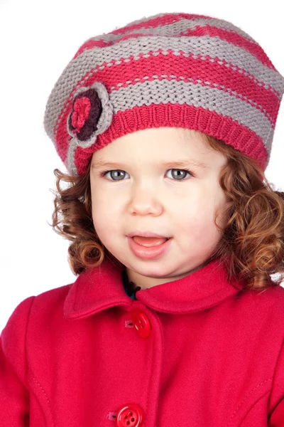 Bambina sorridente con berretto di lana — Foto Stock