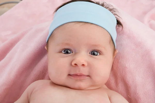 Adorable baby newborn with blue eyes — Stock Photo, Image