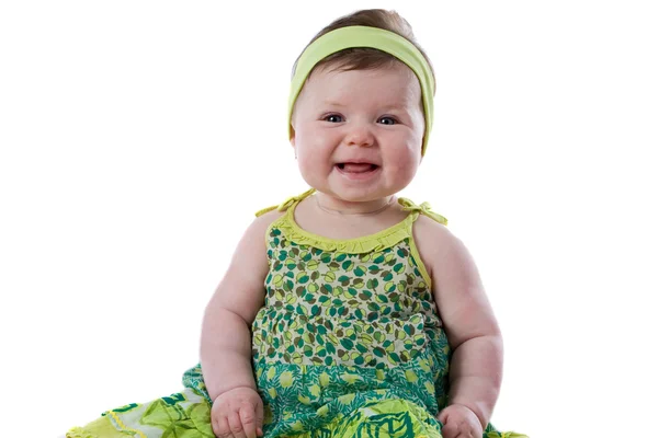 Dziewczynka noworodek szczęśliwy uśmiechający się — Zdjęcie stockowe