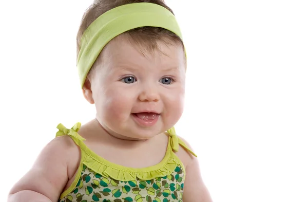 Dziewczynka noworodek szczęśliwy uśmiechający się — Zdjęcie stockowe