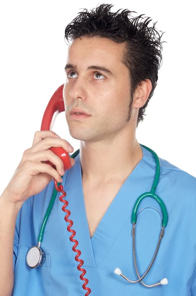 의사는 전화에 말하기 — 스톡 사진
