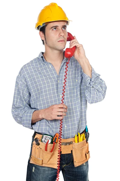 Pracownik rozmawia przez telefon — Zdjęcie stockowe