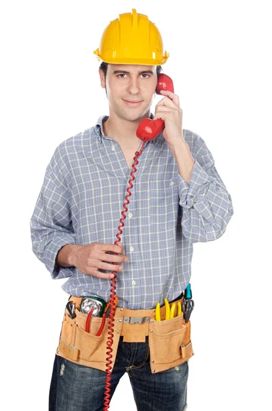 Dělník mluví na telefonu — Stock fotografie