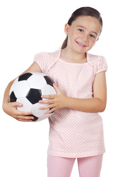 Meisje houdt van een voetbal — Stockfoto