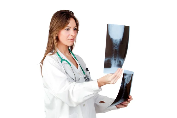 Attractive doctor with radiographs — Stock Photo, Image