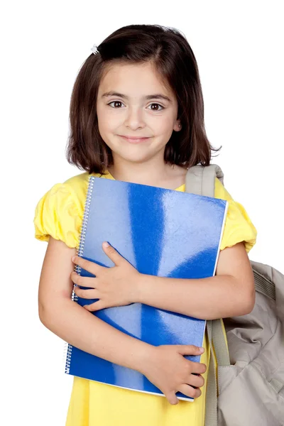 Student liten flicka med en ryggsäck — Stockfoto