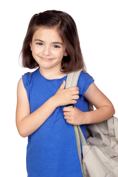 Student liten flicka med en ryggsäck — Stockfoto