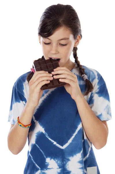 Adorabile ragazza mangiare cioccolato Foto Stock