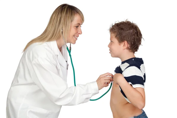 Pediatrician woman making a checkup for child Stock Photo
