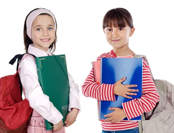 Two girls students returning to school Stock Image