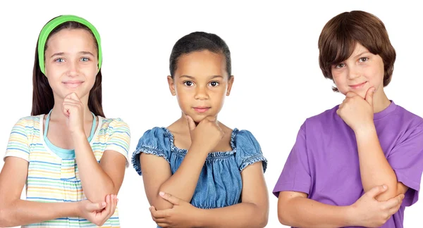 Três crianças pensativas Fotos De Bancos De Imagens