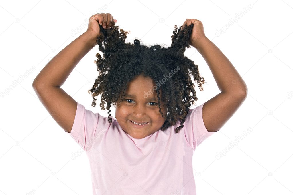 Adorable girl throw her hair